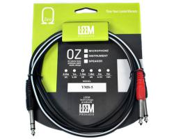 Leem YMS5 5ft Y Cable 2 Mono to 1 Stereo 6.3mm Jack