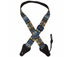 Colonial Leather Jacquard Ukulele Strap - Hour Glass Blue & Orange