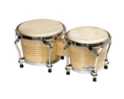 Percussion Plus Deluxe Wood Bongos Natural 7.5 & 8.5"