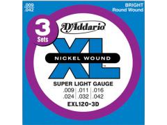 D'Addario XL 9-42 Super Light Pack of 3 - EXL120-3D