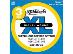 D'Addario XL 9-46 Super Light Regular Bottom Pack of 3 - EXL125-3D