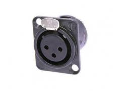 Leem 3 Pin Female XLR Panel Mount Socket Black