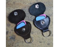 Keyring with Leather Coin or Pick Pouch