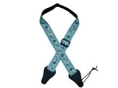 Colonial Leather Jacquard Ukulele Strap - Aqua Flower