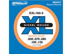 D'Addario XL Long Scale Bass 5 String 50-135 - EXL160-5