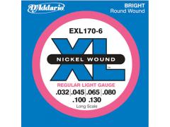 D'Addario XL Long Scale Bass 6 String 32-130 - EXL170-6