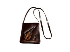 Music Shoulder Bag Brown with Guitar Design