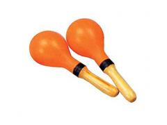 Maracas - Plastic Orange Moulded Plastic Wood Handle