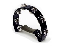 Tambourine Halfmoon 16 Jingles Double Row Black